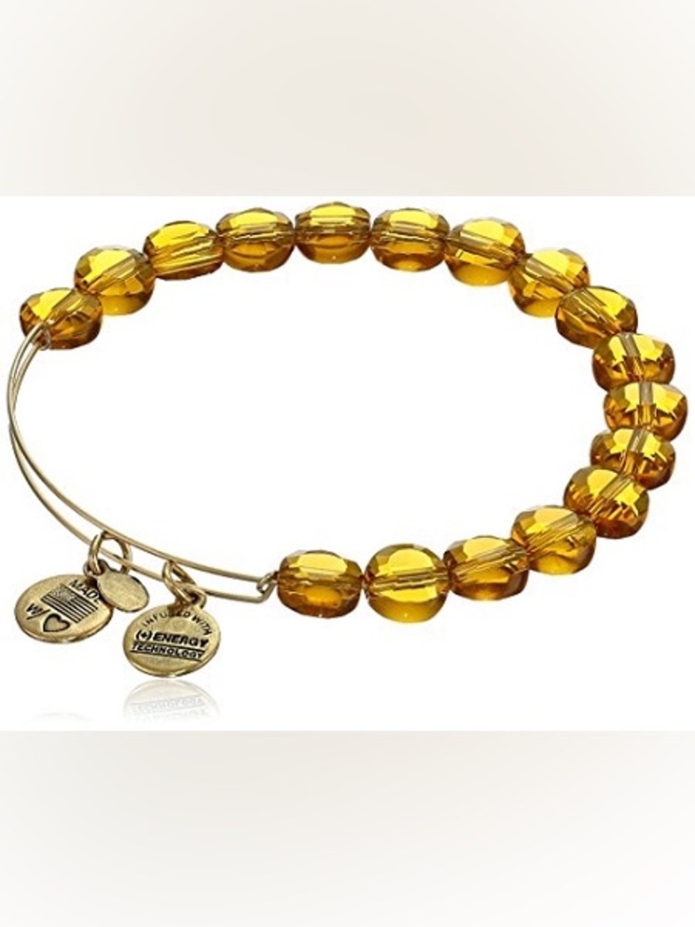 Amber Bead Stretch Bracelet - Gold Accent